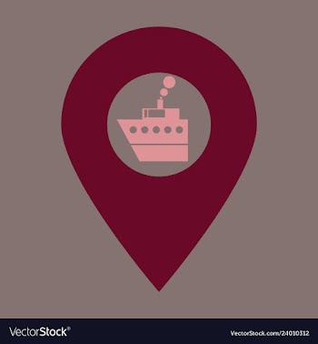 Location icon with ship flat style for graphic vector image