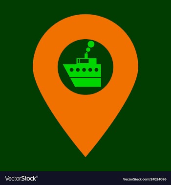 Location icon with ship flat style for graphic vector image