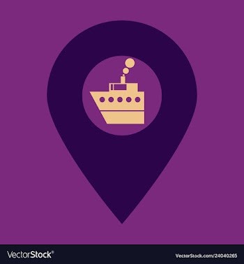 Location icon with ship flat style for graphic vector image