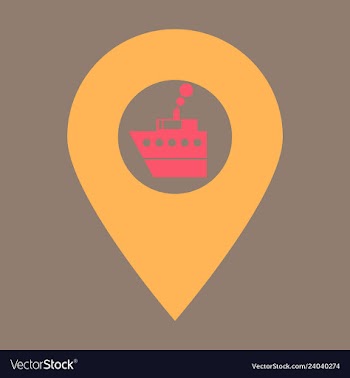 Location icon with ship flat style for graphic vector image