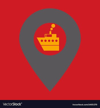 Location icon with ship flat style for graphic vector image
