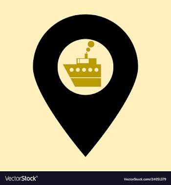 Location icon with ship flat style for graphic vector image
