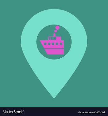 Location icon with ship flat style for graphic vector image