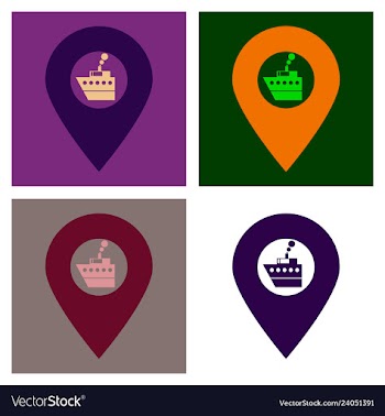 Location icon with ship flat style for graphic vector image