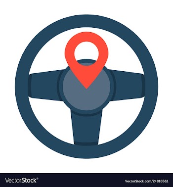 Location icon with steering wheel flat style for vector image