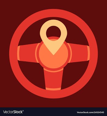 Location icon with steering wheel flat style for vector image