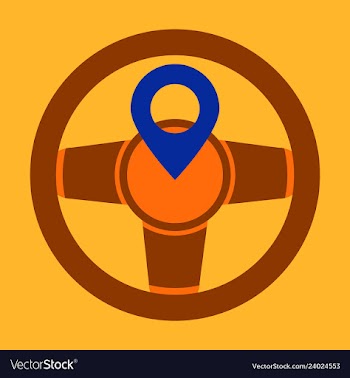 Location icon with steering wheel flat style for vector image