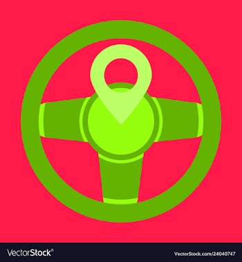 Location icon with steering wheel flat style for vector image