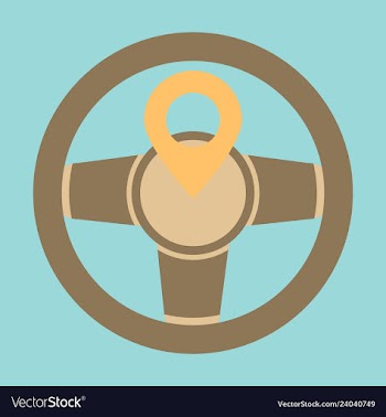 Location icon with steering wheel flat style for vector image