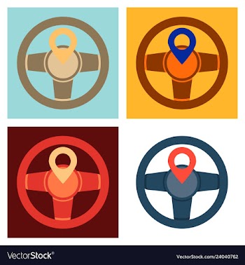 Location icon with steering wheel flat style for vector image