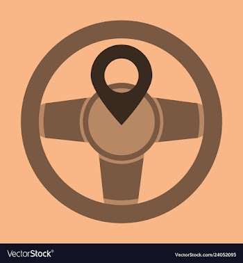 Location icon with steering wheel flat style for vector image
