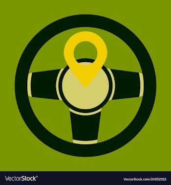 Location icon with steering wheel flat style for vector image
