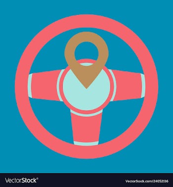 Location icon with steering wheel flat style for vector image
