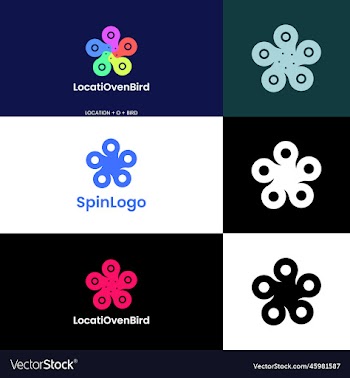 location letter o bird drone and spin logo set