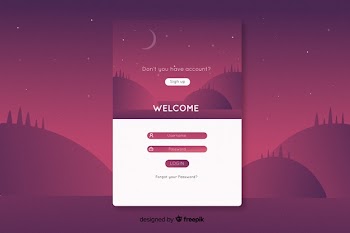 Log in landing page with dark landscape Free Vector