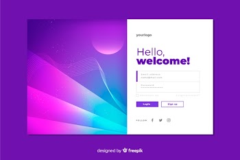 Log in landing page with geometric shapes Free Vector
