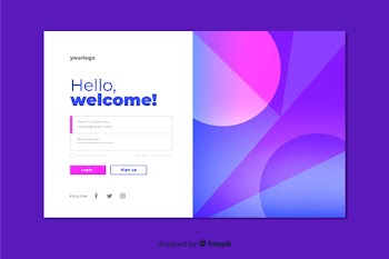 Log in landing page with gradient geometric shapes Free Vector