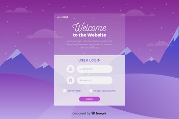 Log in landing page with landscape Free Vector