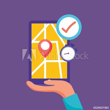 logistic delivery service with smartphone with hand lifting
