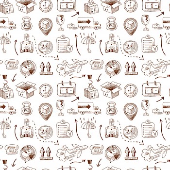 Logistic seamless pattern, doodle style