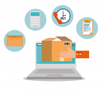 Logistic services with laptop Free Vector