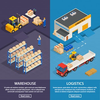 Logistics and warehouse vertical banners Free Vector