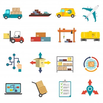 Logistics flat icons set Free Vector