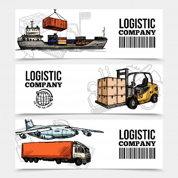 Logistics horizontal banners Free Vector