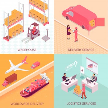 Logistics services isometric Free Vector