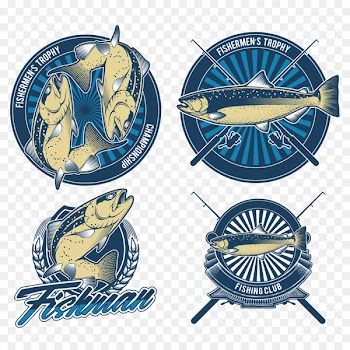 Logo Angling Fishing - Hand painted fishing label vector 