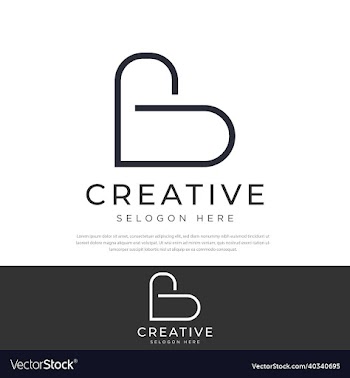 logo b heart shaped line style design premium