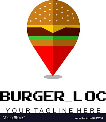 logo burger shop location flat design