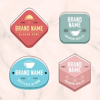 Logo collection on marble background Free Vector