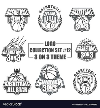 Logo collection set with 3on3 game theme vector image