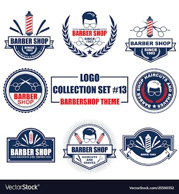 Logo collection set with barbershop theme vector image