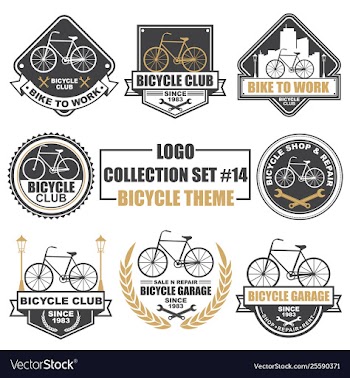 Logo collection set with bicycle theme vector image