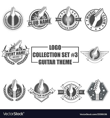 Logo collection set with guitar theme vector image