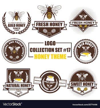 Logo collection set with honey theme vector image