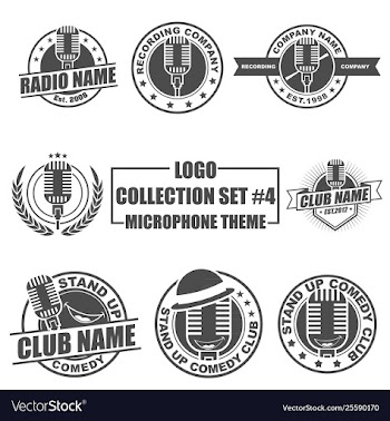 Logo collection set with microphone theme vector image