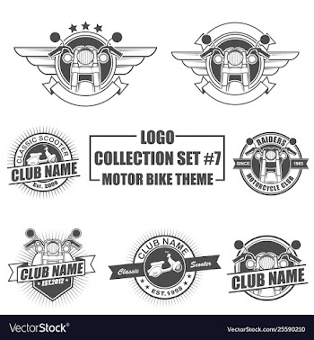 Logo collection set with motorbike theme vector image