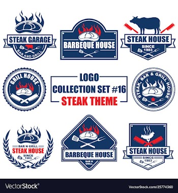 Logo collection set with steak theme vector image