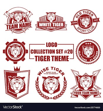 Logo collection set with tiger theme vector image