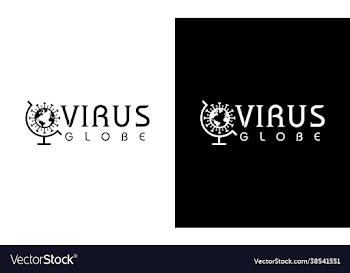 logo design concept globe virus line silhouette