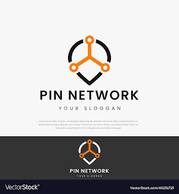 logo design pin three network in it simple modern