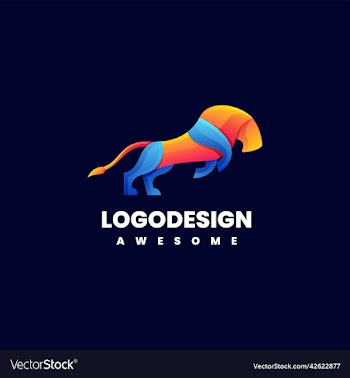 logo gradient colorful lion style