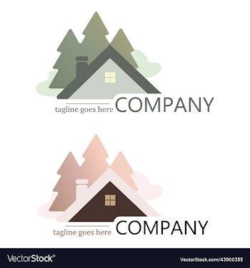 logo in the form of a house in the forest modern