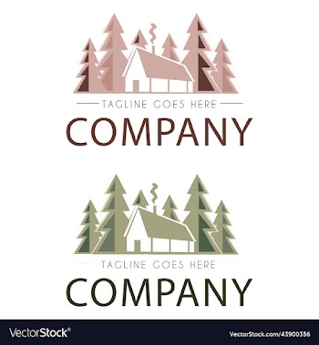 logo in the form of a house in the forest modern