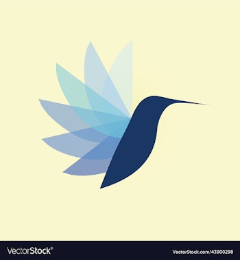 logo in the form of hummingbirds of blue shades