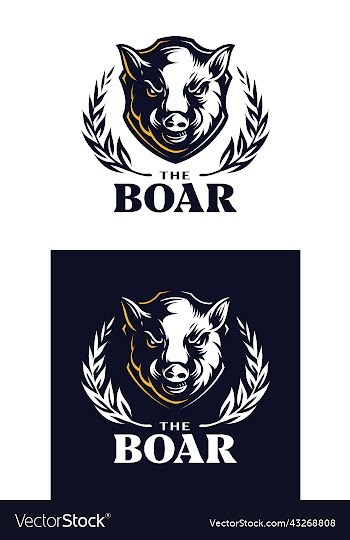 logo of a boars head with its tusks