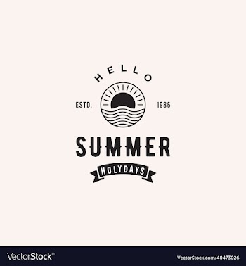 logo of ocean waves and sunshine line art style